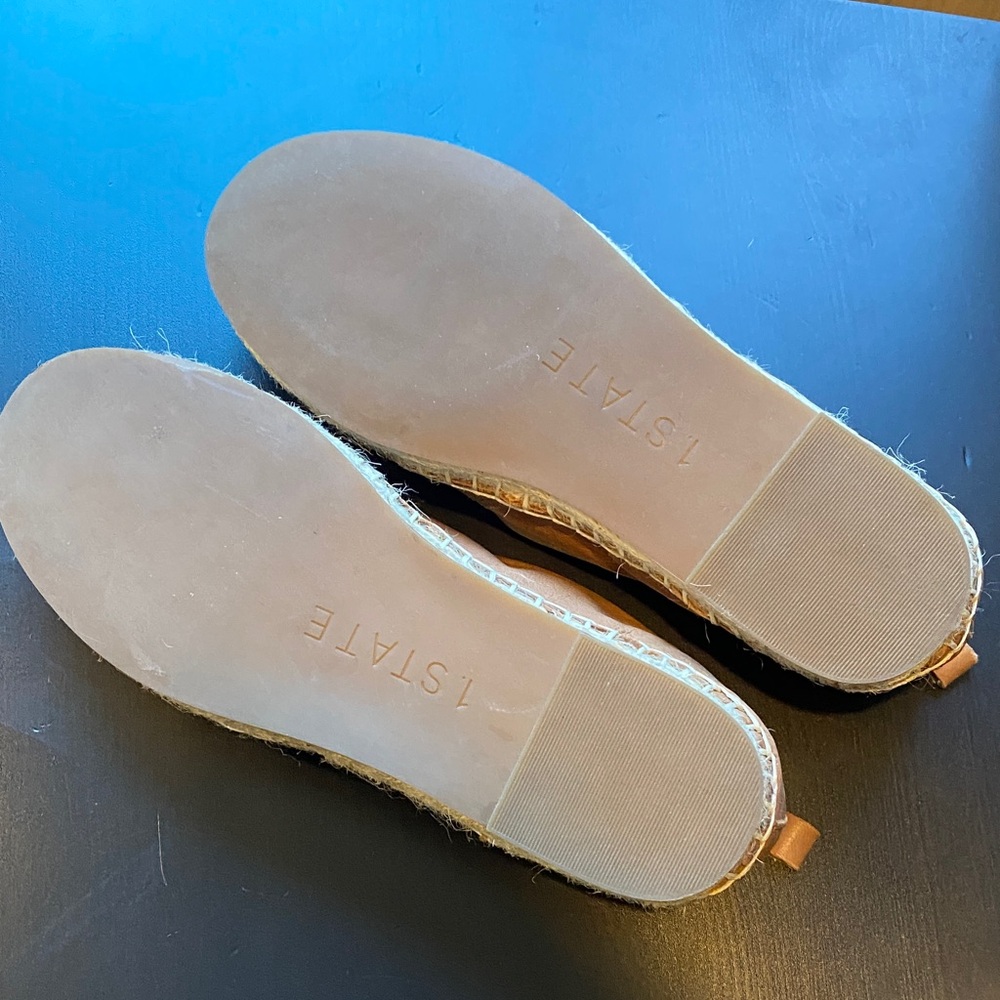 1 STATE Brown Leather Espadrille Slip-On Loafers woman Size 6/36.5 - Picture 3 of 3